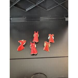 Lot of 5 Red Dress w/Heart Lapel Pins